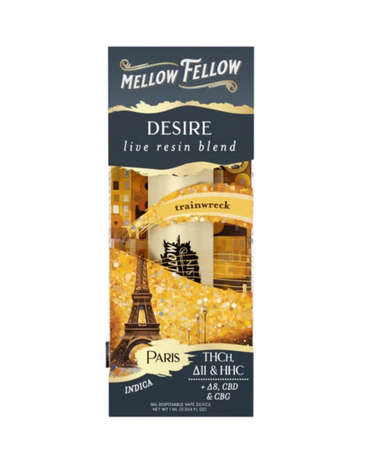 MELLOW FELLOW LIVE RESIN DISPOSABLE 1GRAM TRAINWRECK (INDICA)